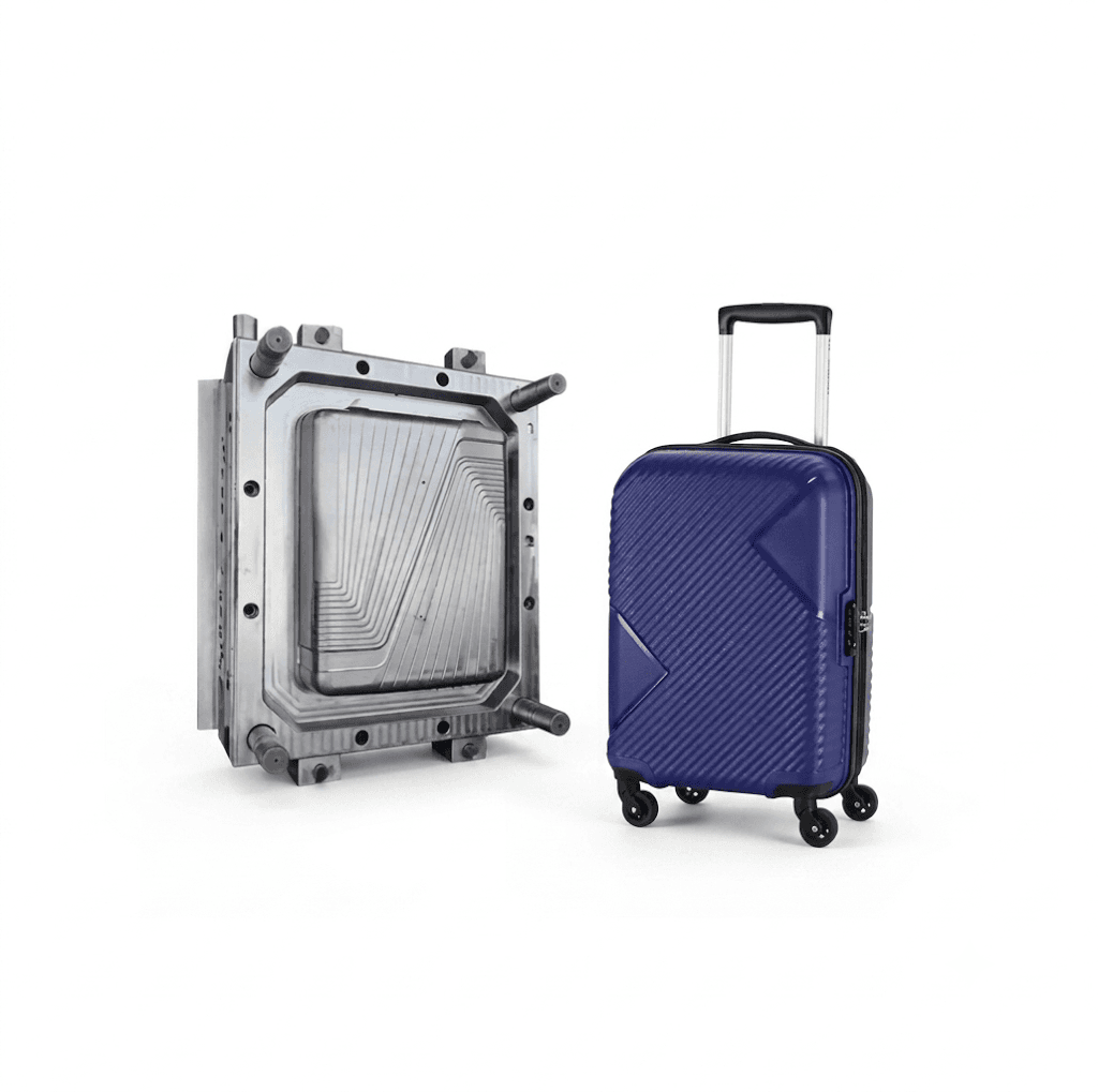 Luggage injection mold for ABS and PC suitcase shells